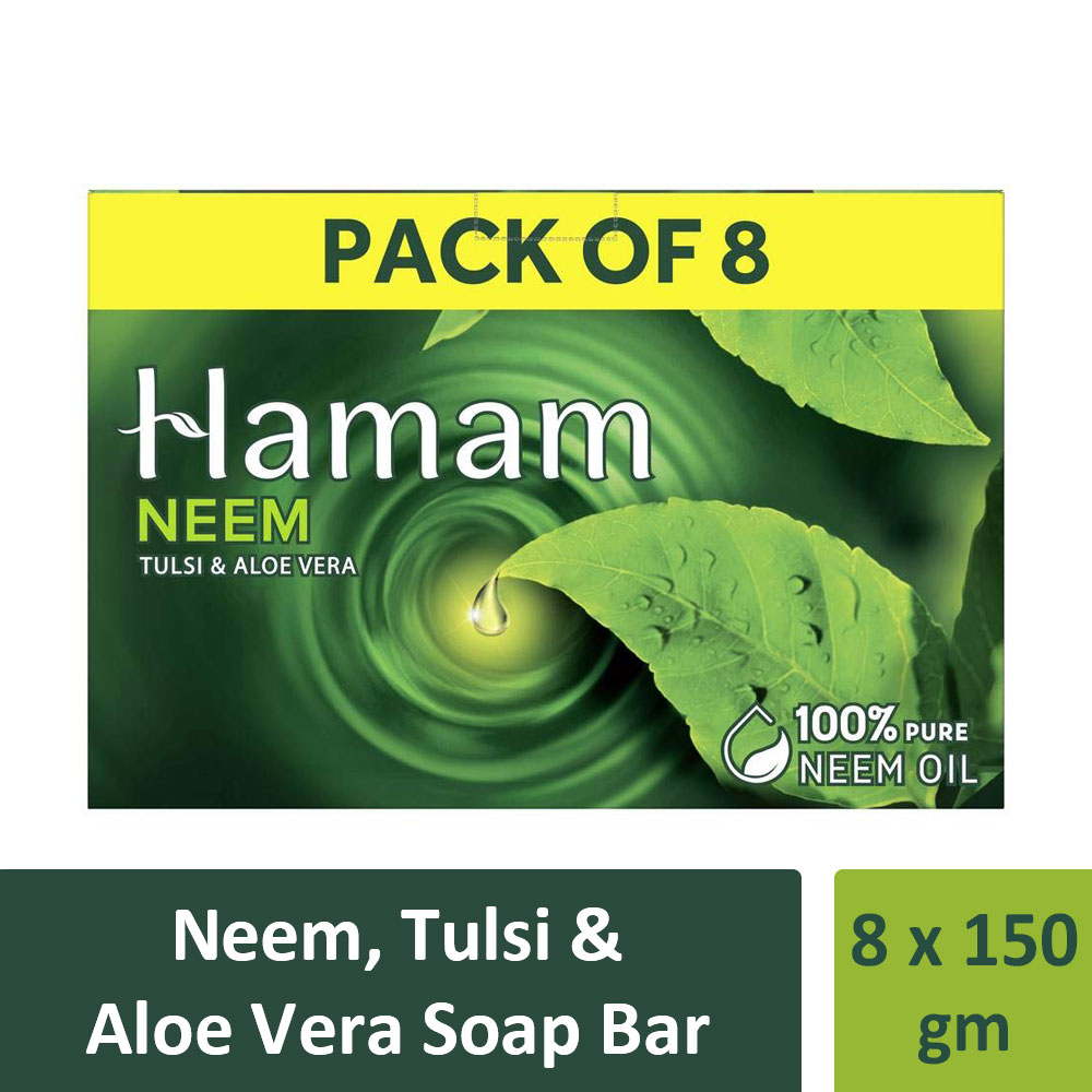 Hamam Neem Tulsi And Aloe Vera Soap 150 G Pack Of 8